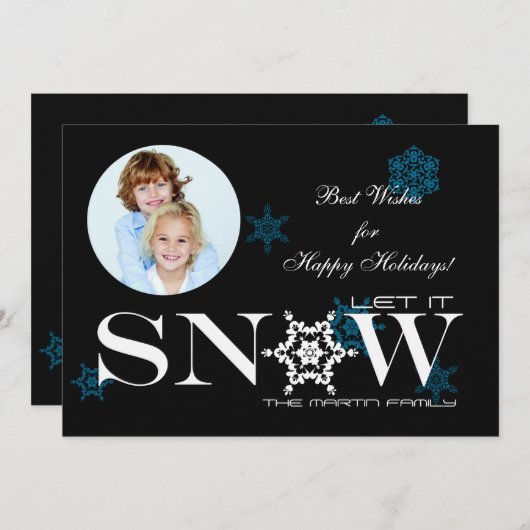 Laat het sneeuwen foto kerstkaart (Voorkant / Achterkant)
