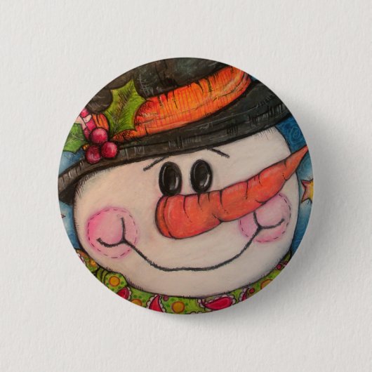 Laat het sneeuwen - Frosty Snowman Ronde Button 5,7 Cm (Voorkant)
