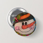 Laat het sneeuwen - Frosty Snowman Ronde Button 5,7 Cm (Voorkant /achterkant)