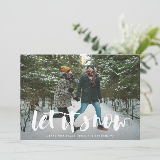Laat het sneeuwen | Full Photo Holiday Card Feestdagenkaart (Staand voorkant)