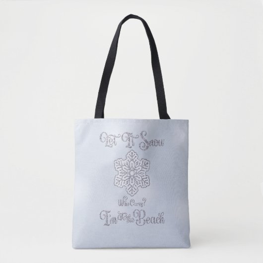 Laat het Sneeuwen–Funny Kerstmis Strand Zilver Tote Bag (Voorkant)