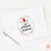 Laat het sneeuwen. Gelukkig sneeuwmangezicht Ronde Sticker (Envelop)