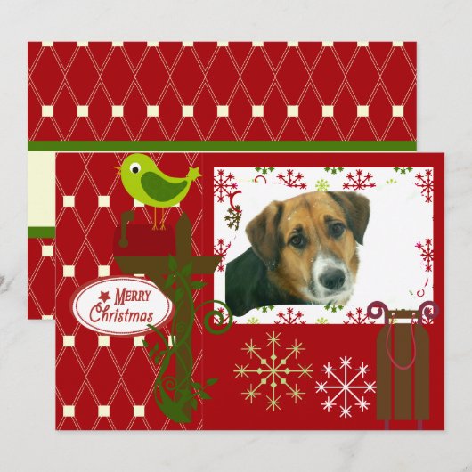 Laat het sneeuwen Gepersonaliseerd vakantiefotokaa Feestdagenkaart (Voorkant / Achterkant)