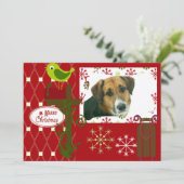 Laat het sneeuwen Gepersonaliseerd vakantiefotokaa Feestdagenkaart (Staand voorkant)