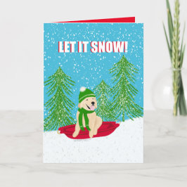 Laat het sneeuwen Golden Retriever Christmas Kaart