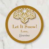 Laat het sneeuwen! Gouden Glitter Antiek Witte Sne Bedankjes Labels (Achterkant)