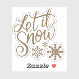 Laat het Sneeuwen Gouden Glitter Contour Sticker