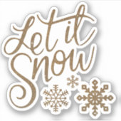 Laat het Sneeuwen Gouden Glitter Contour Sticker (Voorkant)