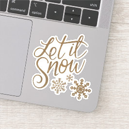 Laat het Sneeuwen Gouden Glitter Contour Sticker