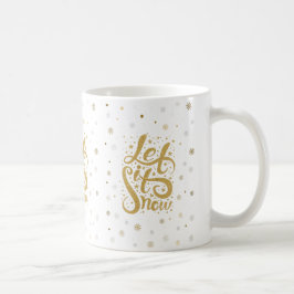 Laat het sneeuwen gouden Kerstmis typografie Koffiemok