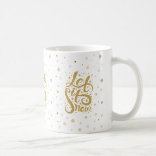 Laat het sneeuwen gouden Kerstmis typografie Koffiemok