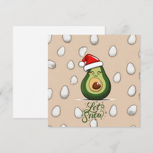 Laat het sneeuwen Grappige kerst avocado in Santa  Feestdagenkaart (Voorkant / Achterkant)