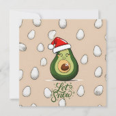 Laat het sneeuwen Grappige kerst avocado in Santa  Feestdagenkaart (Voorkant)