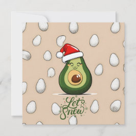 Laat het sneeuwen Grappige kerst avocado in Santa  Feestdagenkaart