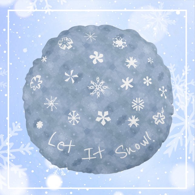 Laat het sneeuwen grillige sneeuwvlokken blauwe wi rond kussen (Creator heeft geüpload)