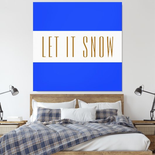 LAAT HET SNEEUWEN Heldere Royal Blue White Winter  Canvas Afdruk (Insitu (Slaapkamer))