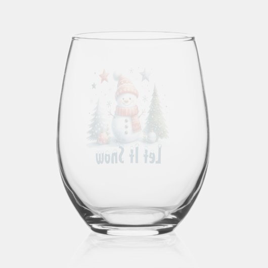 Laat het sneeuwen, Holiday Snowman Wijnglas Zonder Voet (Achterkant)