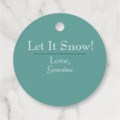 Laat het sneeuwen! iriserende wintergroene sneeuwv bedankjes labels (Achterkant)