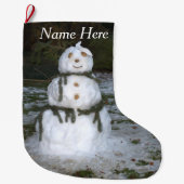 Laat het sneeuwen Jolly Sneeuwman Sneeuwdame Seash Grote Kerstsok (Voorkant)