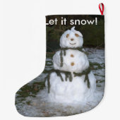 Laat het sneeuwen Jolly Sneeuwman Sneeuwdame Seash Grote Kerstsok (Achterkant)