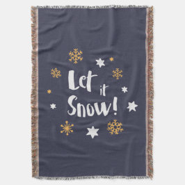 "Laat het sneeuwen!" Kalligrafie Christmas Blue Deken
