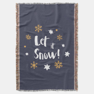 "Laat het sneeuwen!" Kalligrafie Christmas Blue Deken