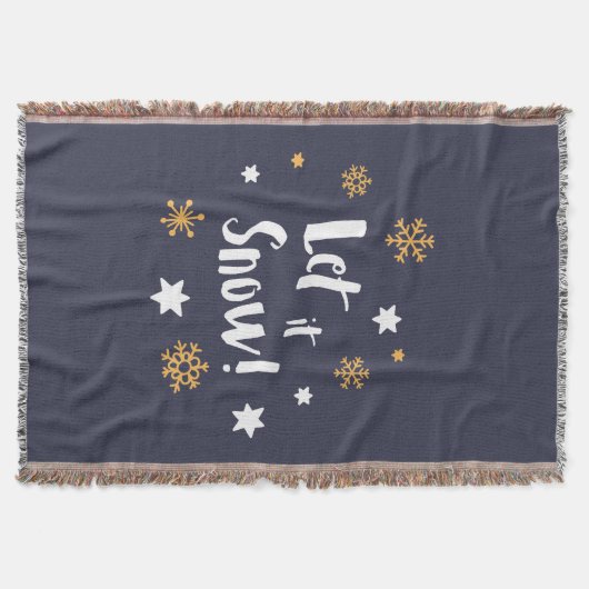 "Laat het sneeuwen!" Kalligrafie Christmas Blue Deken (Voorkant)