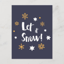 "Laat het sneeuwen!" Kalligrafie Christmas Blue Feestdagenkaart
