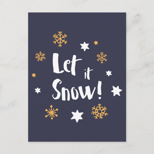 "Laat het sneeuwen!" Kalligrafie Christmas Blue Feestdagenkaart (Voorkant)
