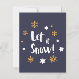 "Laat het sneeuwen!" Kalligrafie Christmas Blue Feestdagenkaart