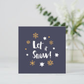 "Laat het sneeuwen!" Kalligrafie Christmas Blue Feestdagenkaart (Staand voorkant)