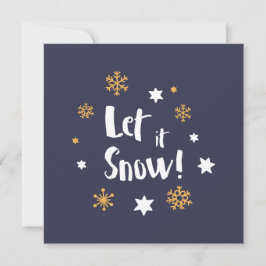 "Laat het sneeuwen!" Kalligrafie Christmas Blue Feestdagenkaart