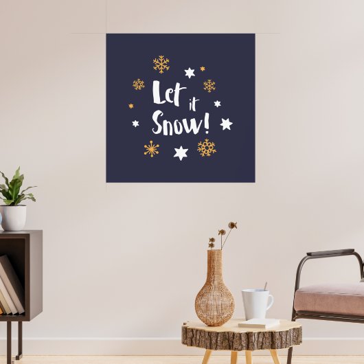 "Laat het sneeuwen!" Kalligrafie Christmas Blue Poster (Woonkamer 3)