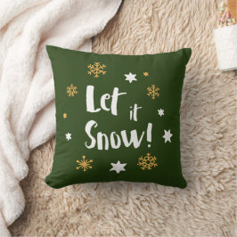 "Laat het sneeuwen!" Kalligrafie Christmas Green Kussen