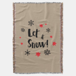 "Laat het sneeuwen!" Kalligrafie Christmas Taupe Deken