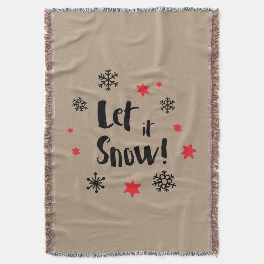 "Laat het sneeuwen!" Kalligrafie Christmas Taupe Deken (Voorkant Verticaal)