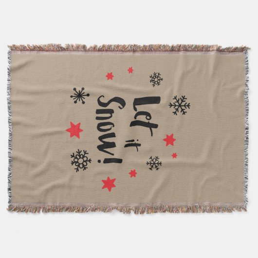 "Laat het sneeuwen!" Kalligrafie Christmas Taupe Deken (Voorkant)
