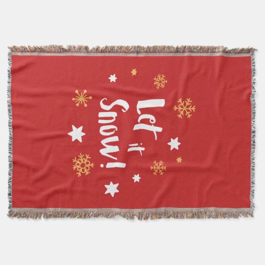 "Laat het sneeuwen!" Kalligrafie Kerstrood Deken (Voorkant)