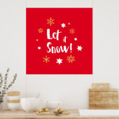 "Laat het sneeuwen!" Kalligrafie Kerstrood Poster (Keuken)