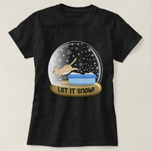 Laat het sneeuwen Kat nestje sneeuw Wereldbol T-shirt