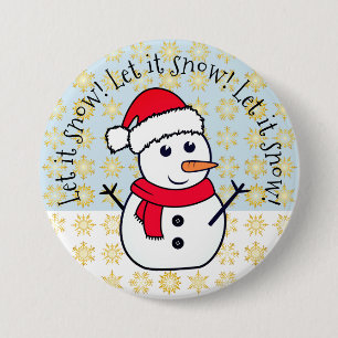 "Laat het sneeuwen" kawaii sneeuwman Ronde Button 7,6 Cm