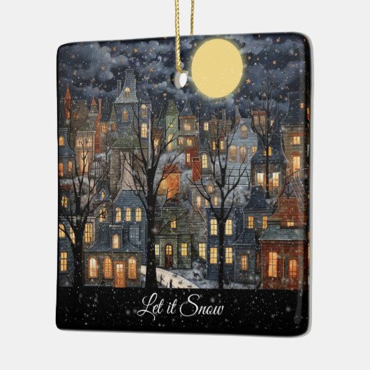 Laat het sneeuwen keramisch ornament (Links)