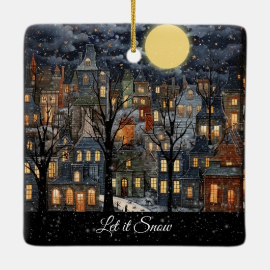 Laat het sneeuwen keramisch ornament (Achterkant)