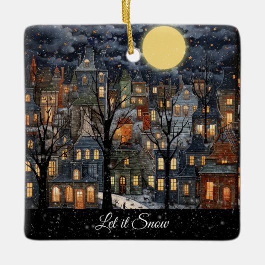 Laat het sneeuwen keramisch ornament (Voorkant)