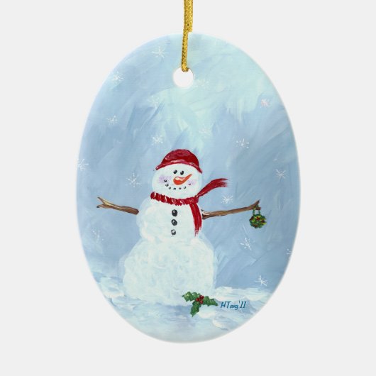 Laat het sneeuwen keramisch ornament (Voorkant)