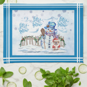 Laat het Sneeuwen Kerst Keukenhanddoek