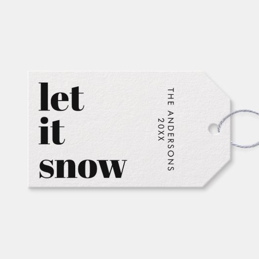Laat het sneeuwen | Kerst Modern Minimalist Cadeaulabel (Voorkant (Horizontaal))