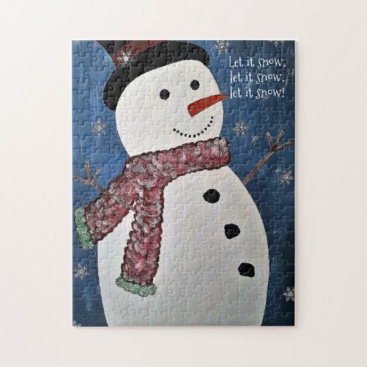 Laat het Sneeuwen Kerst Sneeuwman Puzzel (Verticaal)