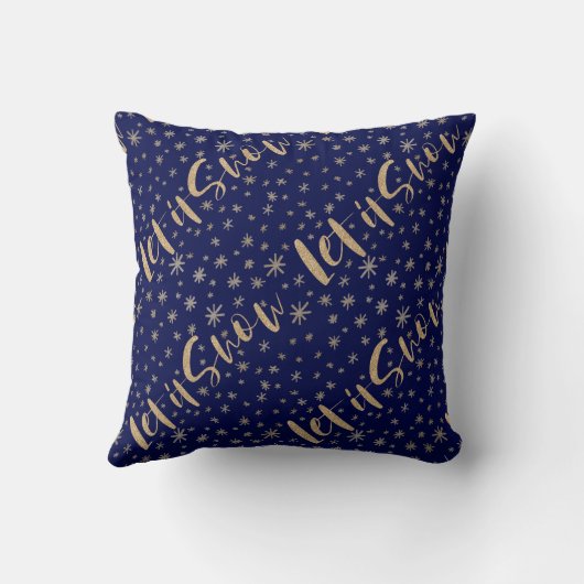 Laat het sneeuwen | Kerst van de marine en de goud Kussen (Achterkant)
