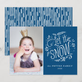 Laat het sneeuwen | Kerstblauwe feestdag — Fotokaa Feestdagenkaart (Voorkant / Achterkant)
